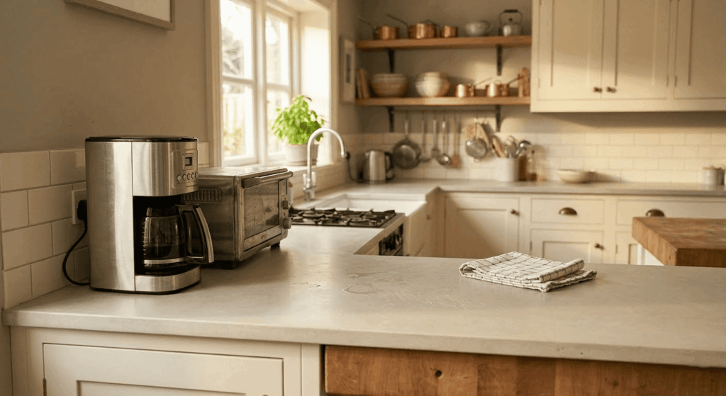 Kitchen Appliance Bundles for New Homeowners: What to Buy First 20 Countertop appliances for a new homeowner kitchen organized on a light stone counter with morning light